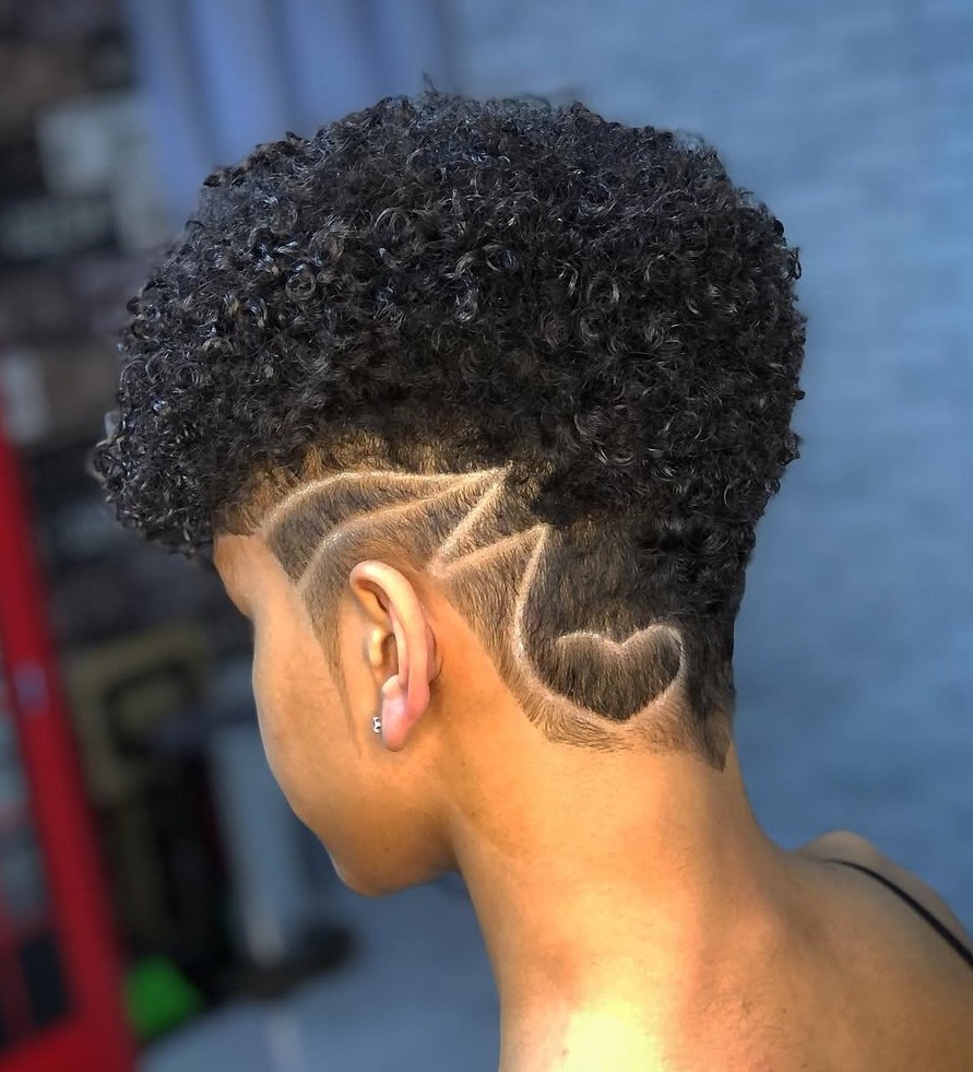 Short Coily Cut with Shaved Designs Short Coily Cut with Shaved Designs — 4B Hairstyles