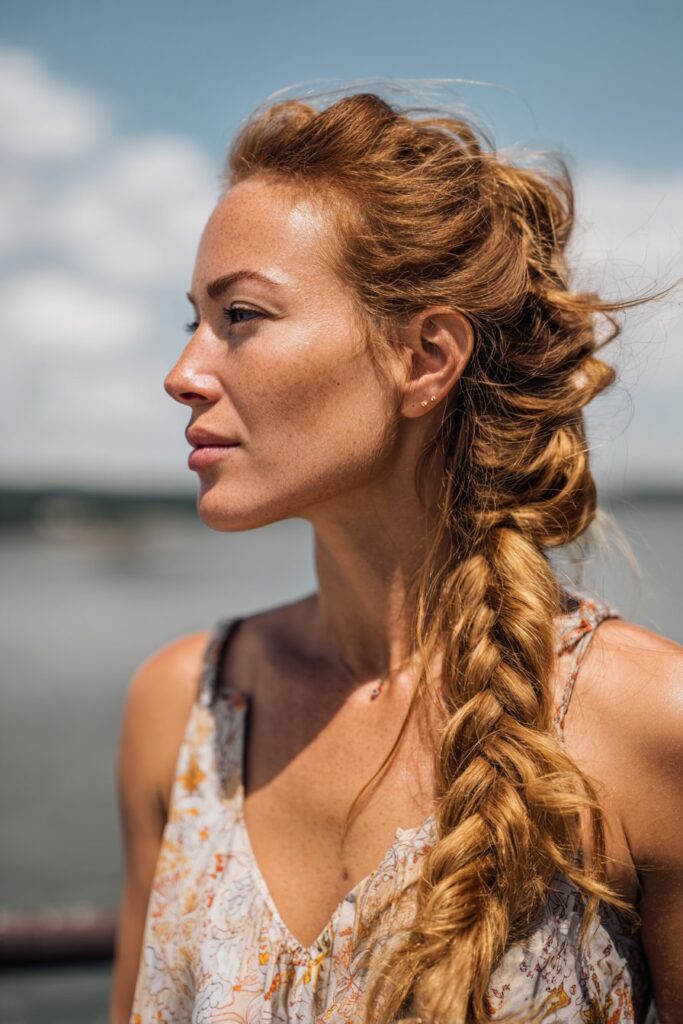 Wavy Red Fishtail Braid — Swim Hairstyles