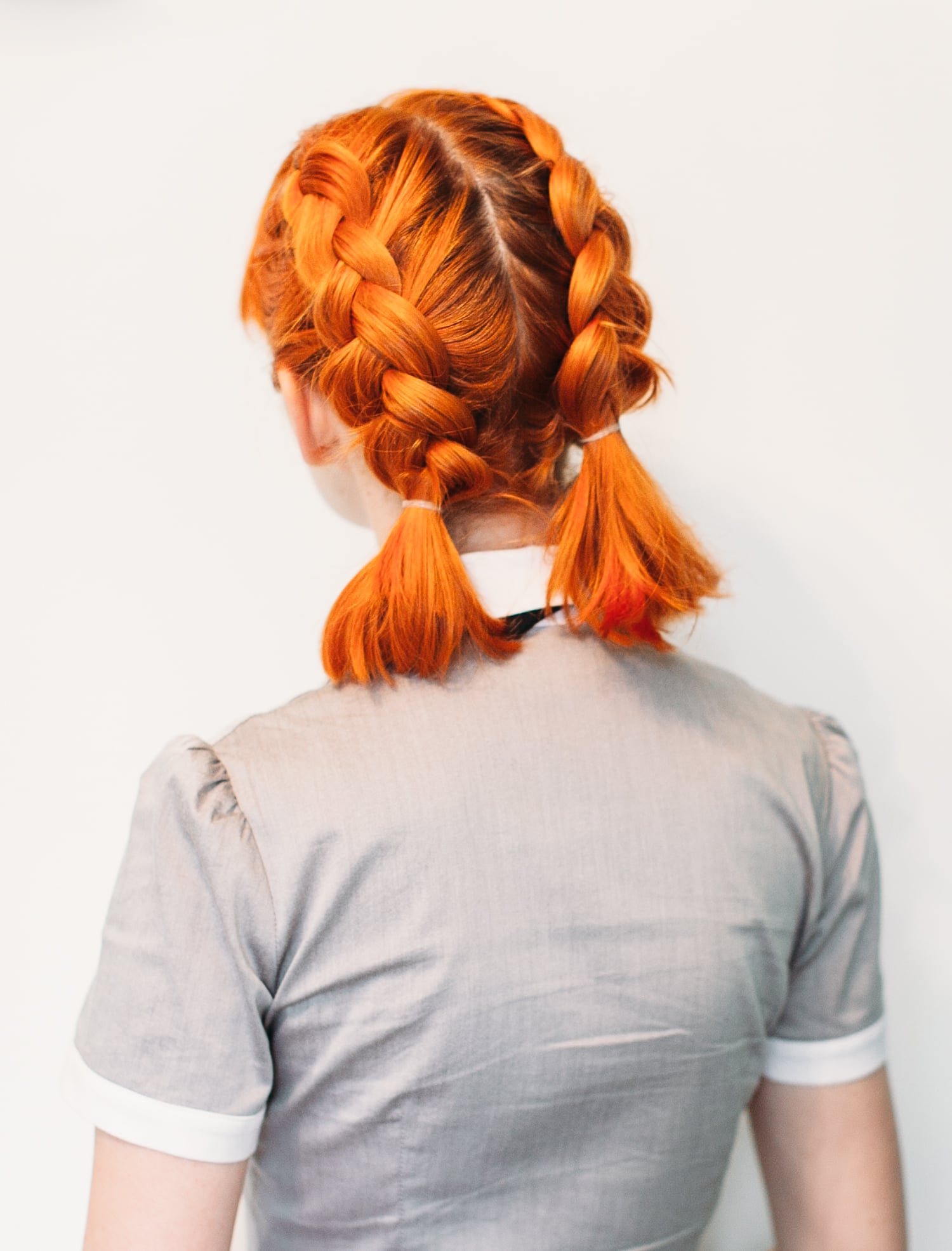 Vibrant Orange Shoulder Braids — Two Braids