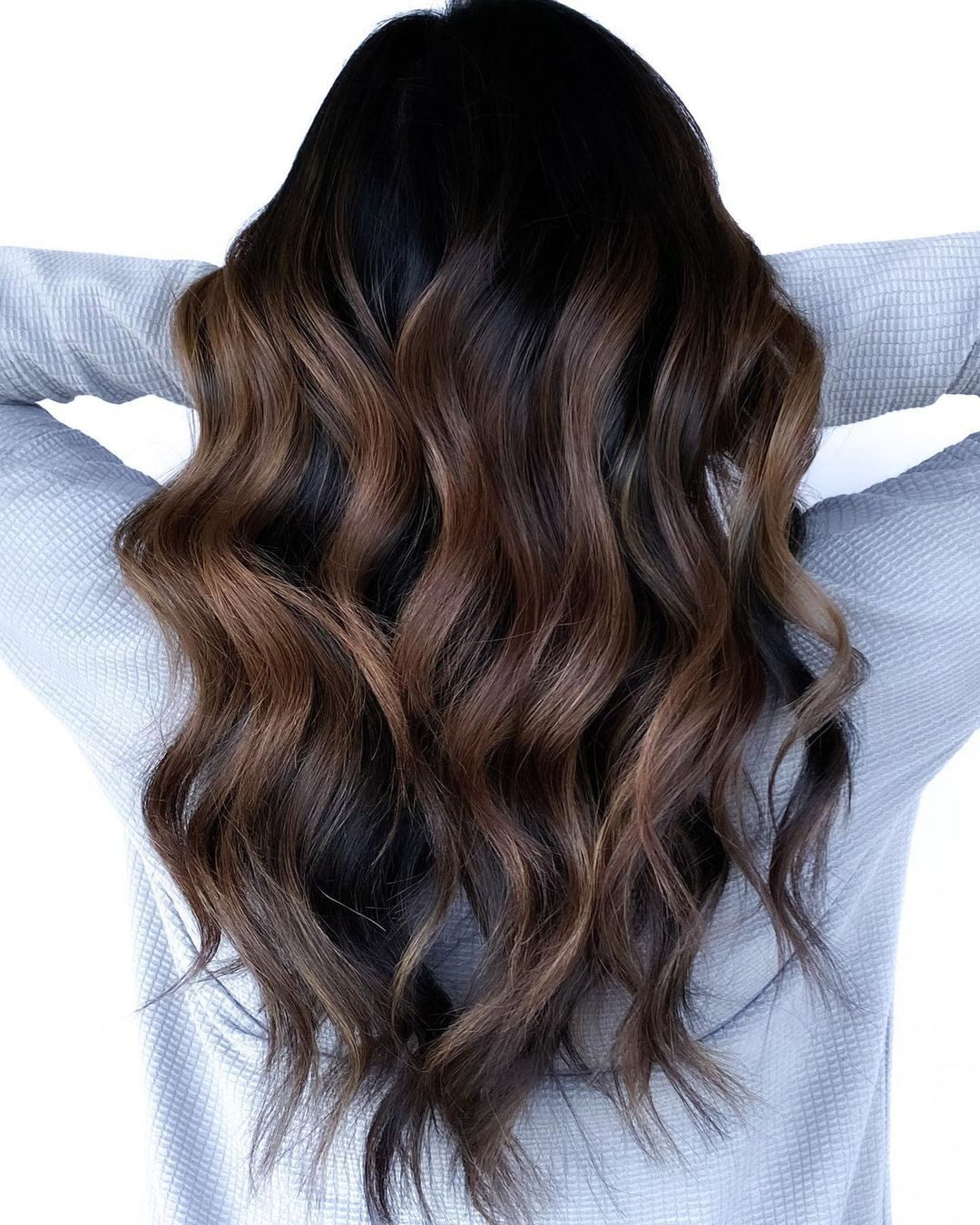 No Bangs Mid-Back Layers Dark Brown to Warm Brown No Bangs Mid-Back Layers Dark Brown to Warm Brown — Shadow Root