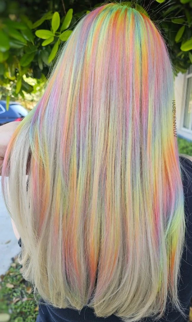 No Bangs Visual Idea No Bangs Visual Idea — Pastel Rainbow Hair