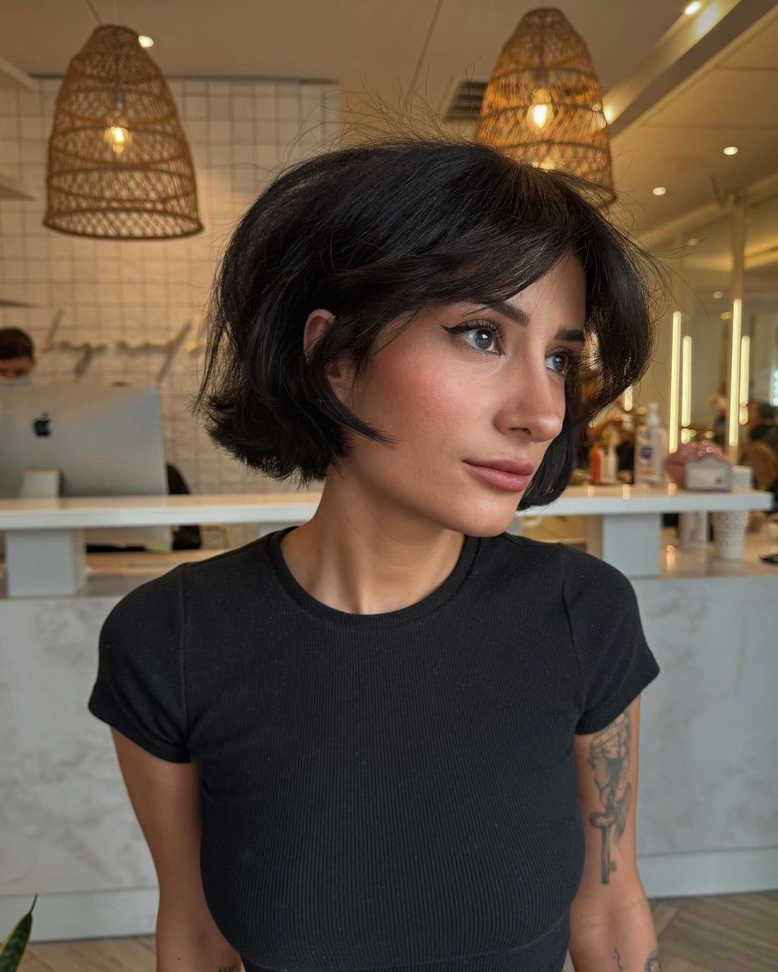 Angled Collarbone Bob With Wispy Bangs — French Bob