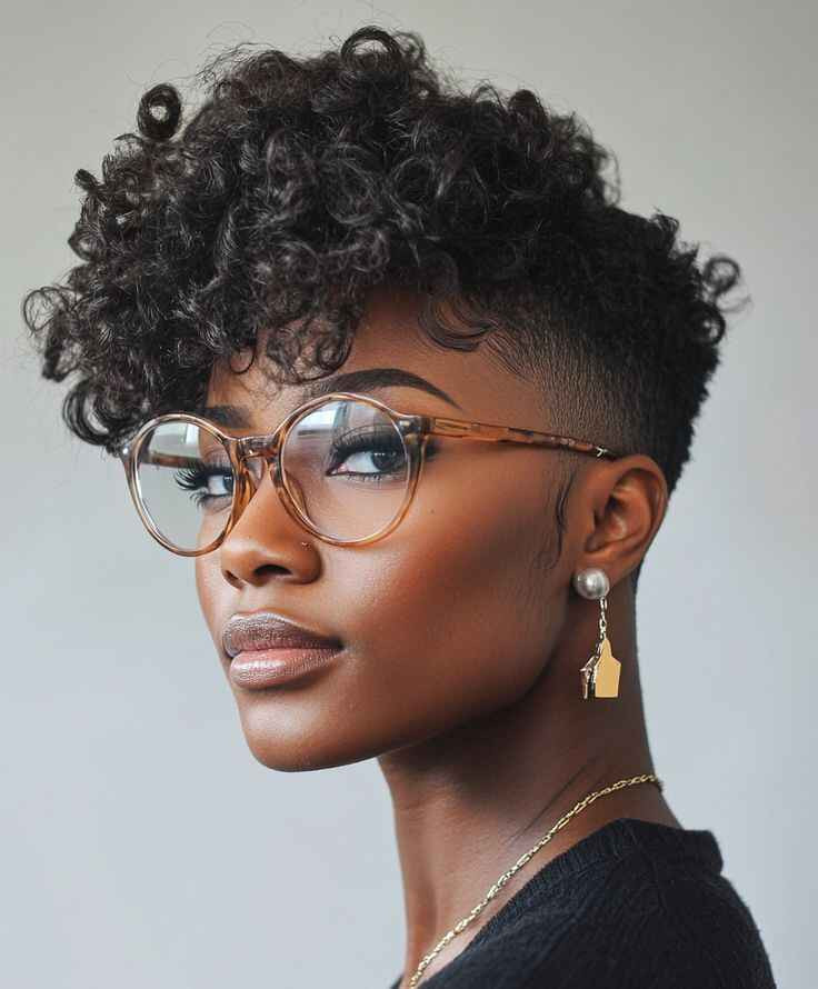 Voluminous Tapered Pixie in Black — Tapered Cut for Black Women