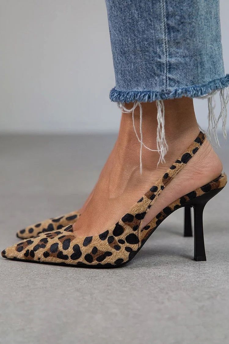 Leopard Print Slingbacks with Frayed Denim for a Casual Statement — Slingback Heels Outfits