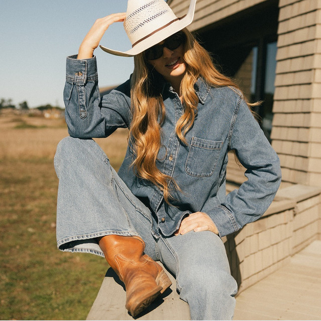 Classic Western Style with Wide-Leg Jeans and Cowboy Hat Classic Western Style with Wide-Leg Jeans and Cowboy Hat — Cowboy Boots with Jeans Outfits