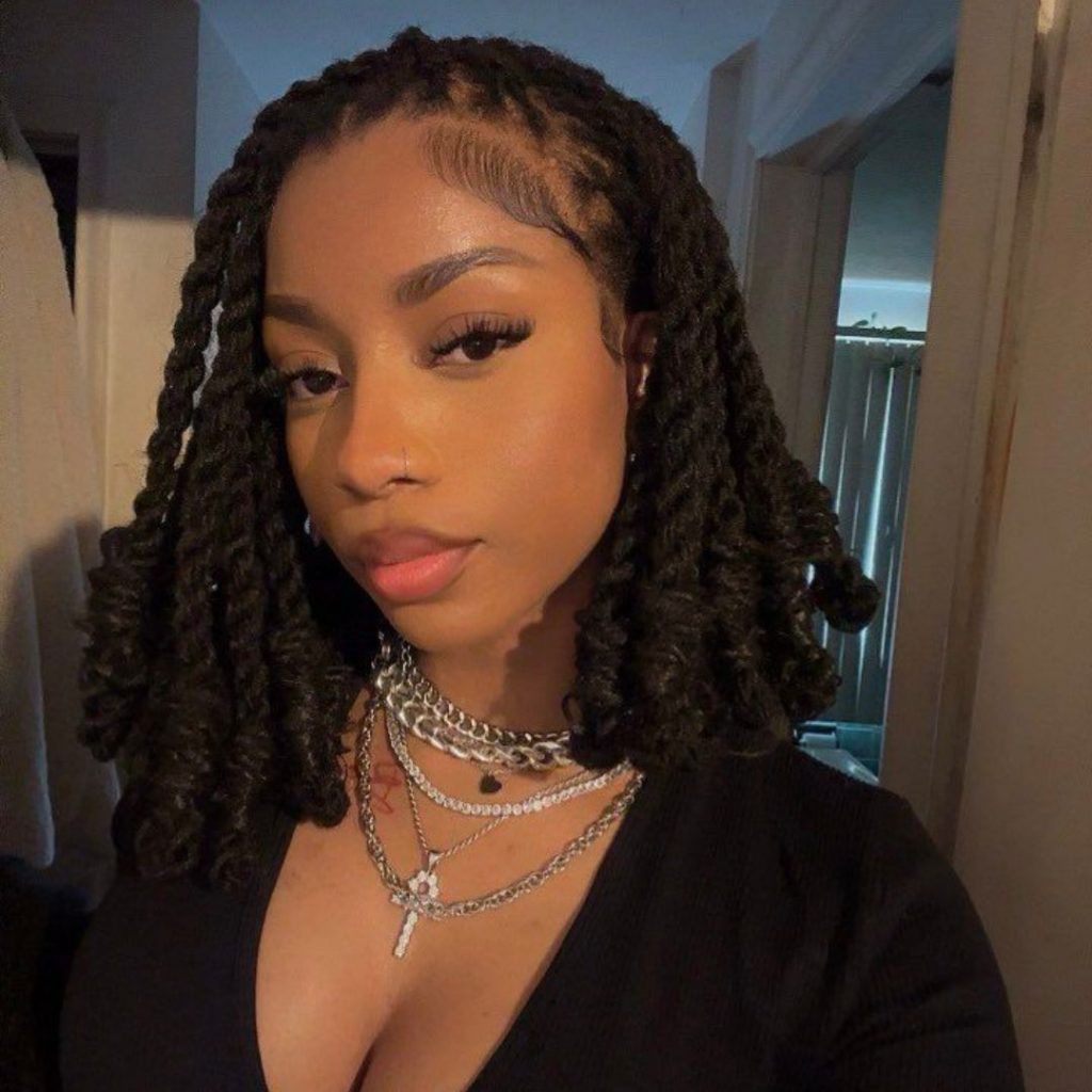 Shoulder Length Twists with Curly Ends — Senegalese Twists