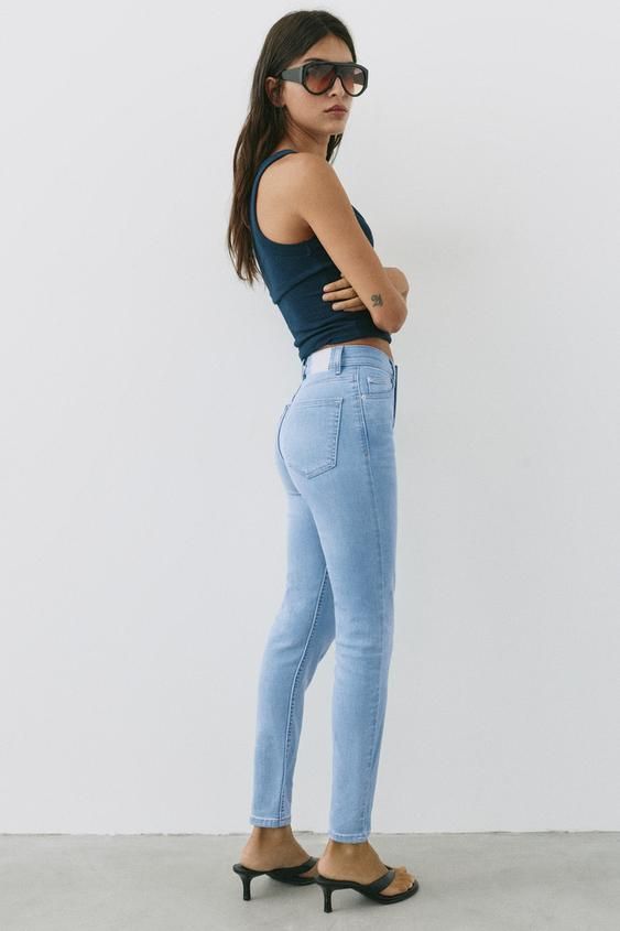 Navy Tank Top with Light Blue Skinny Jeans Navy Tank Top with Light Blue Skinny Jeans