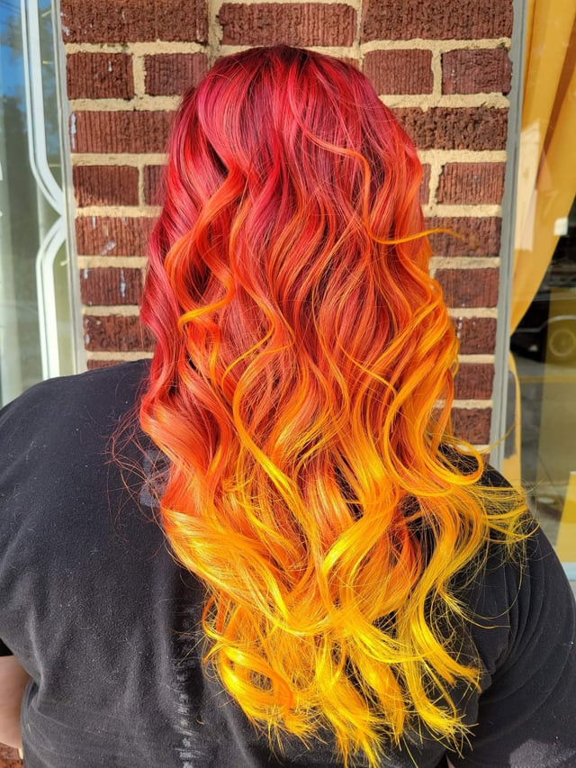 Mid-Back Visual Idea — Fire Red Hair