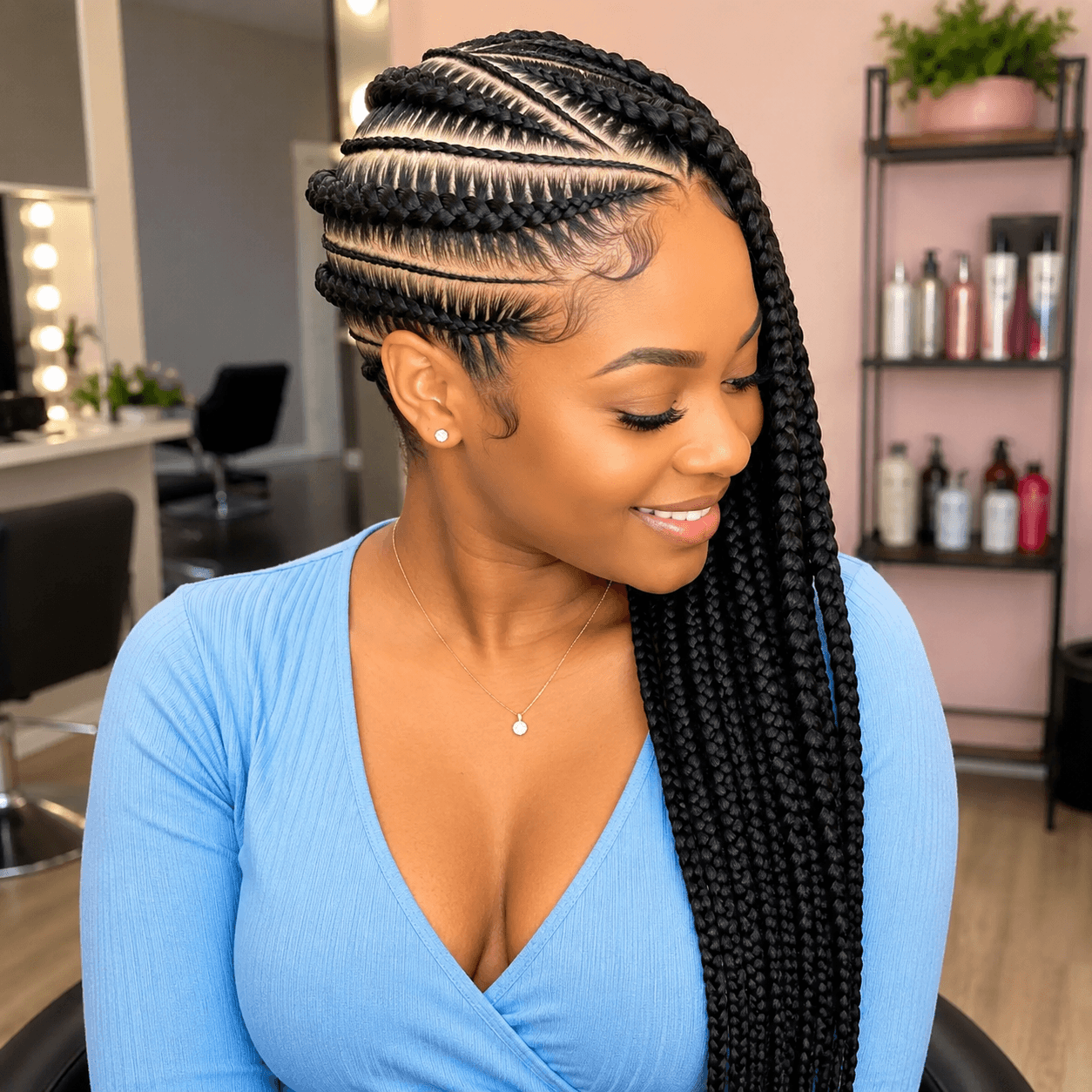 Neat Feed-In Braids Mid-Back — Lemonade Braids
