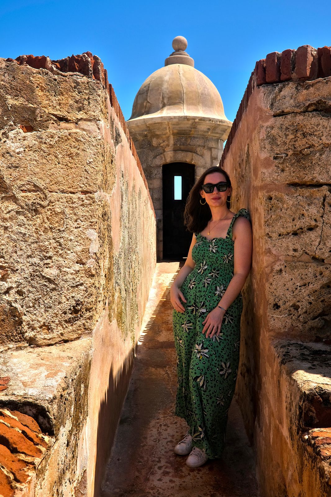 Green Floral Jumpsuit for Historic Site Exploration Green Floral Jumpsuit for Historic Site Exploration — Puerto Rico Outfits