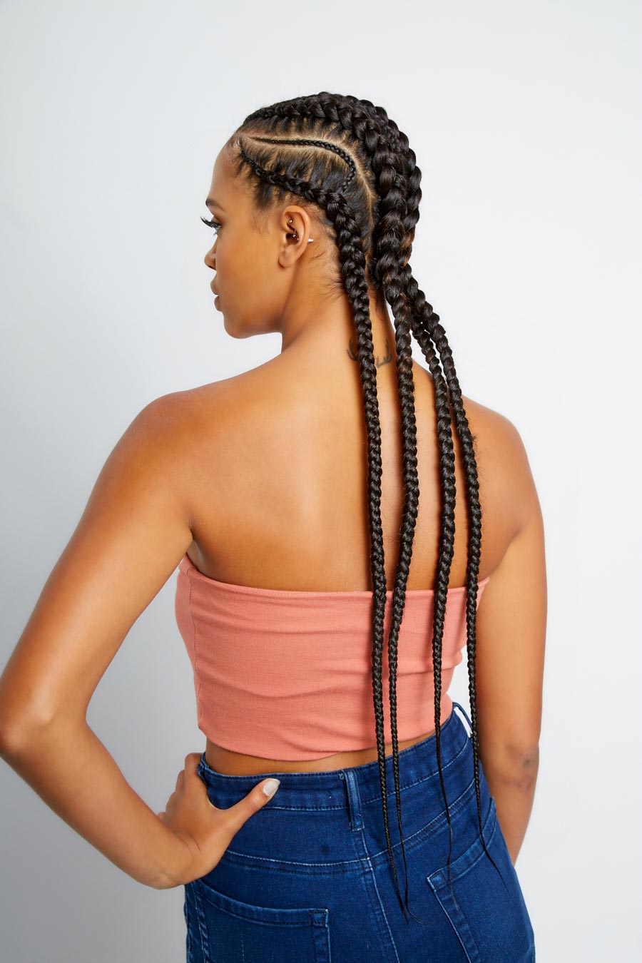 Three Thick Mid-Back Stitch Braids