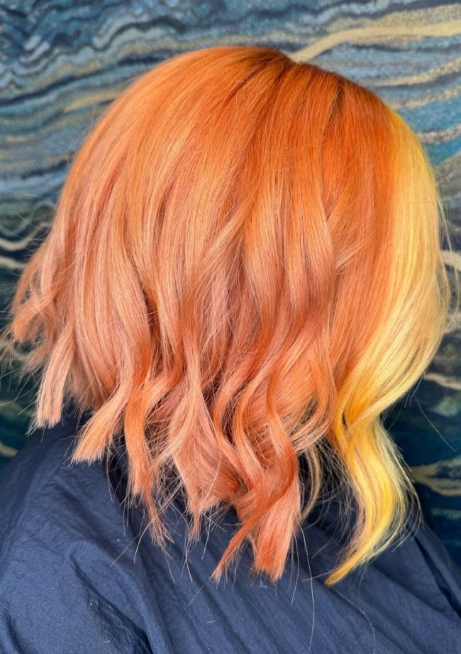 Peach To Yellow Gradient Bob Peach To Yellow Gradient Bob — Fun Hair Colors