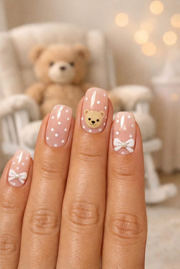 Glossy Visual Idea — Baby Shower Nails