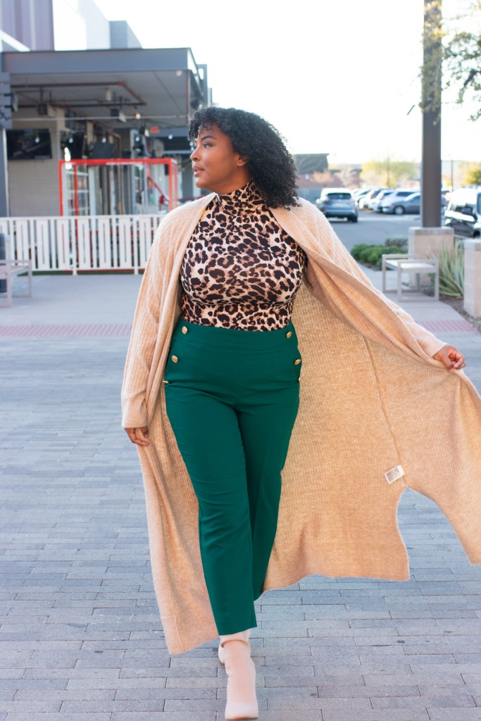 Black Sleeveless Top with Leopard Print Midi Skirt — Outfits for Black Women