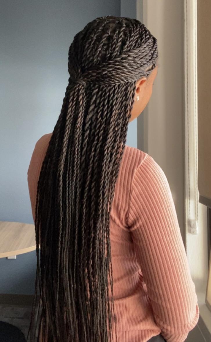 Long Dark Brown Half-Up Twists Long Dark Brown Half-Up Twists — Island Twists