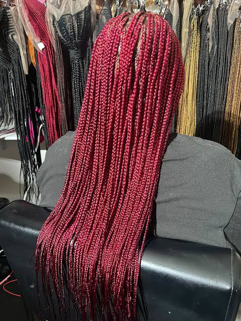 Back View Vibrant Red Box Braids — Red Braids