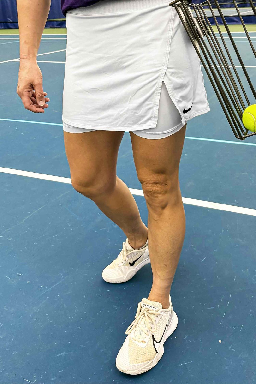 White Athletic Sneakers Mesh Side Panel: Light Grey Tennis Skirt — Tennis Skirts