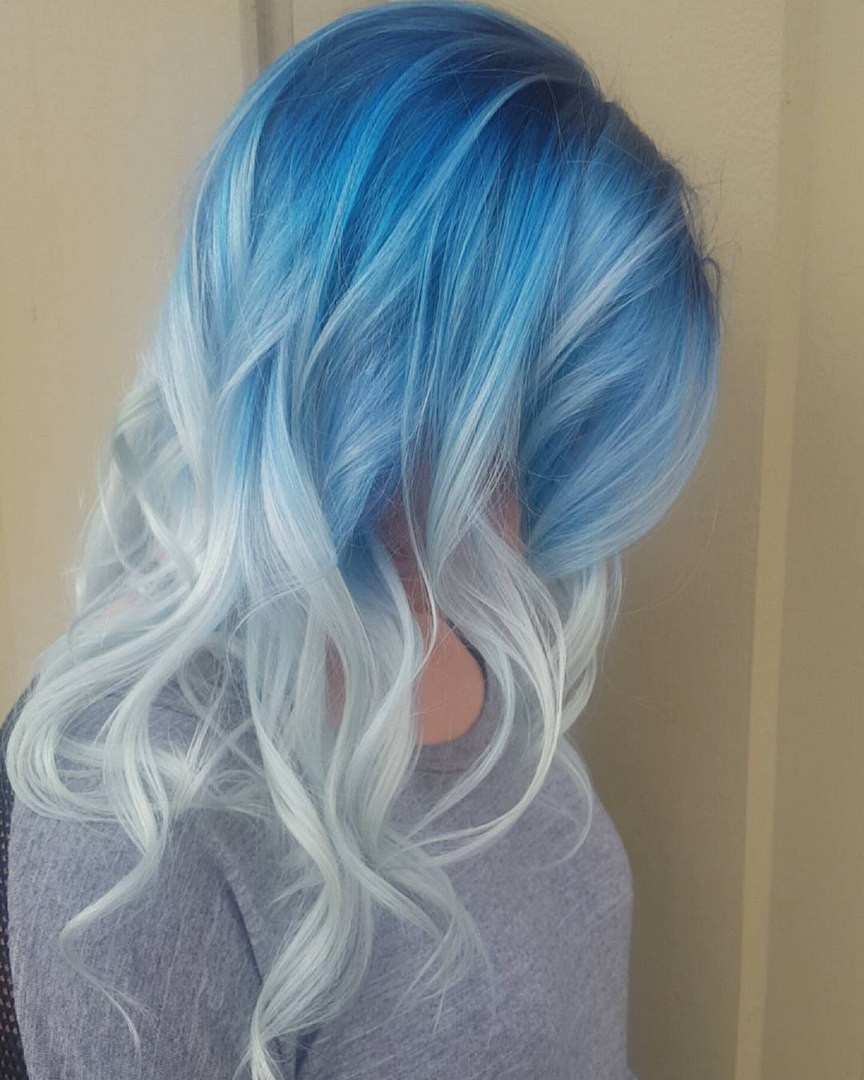 Vivid Blue to Icy Blue Ombre Vivid Blue to Icy Blue Ombre — Light Blue Hair