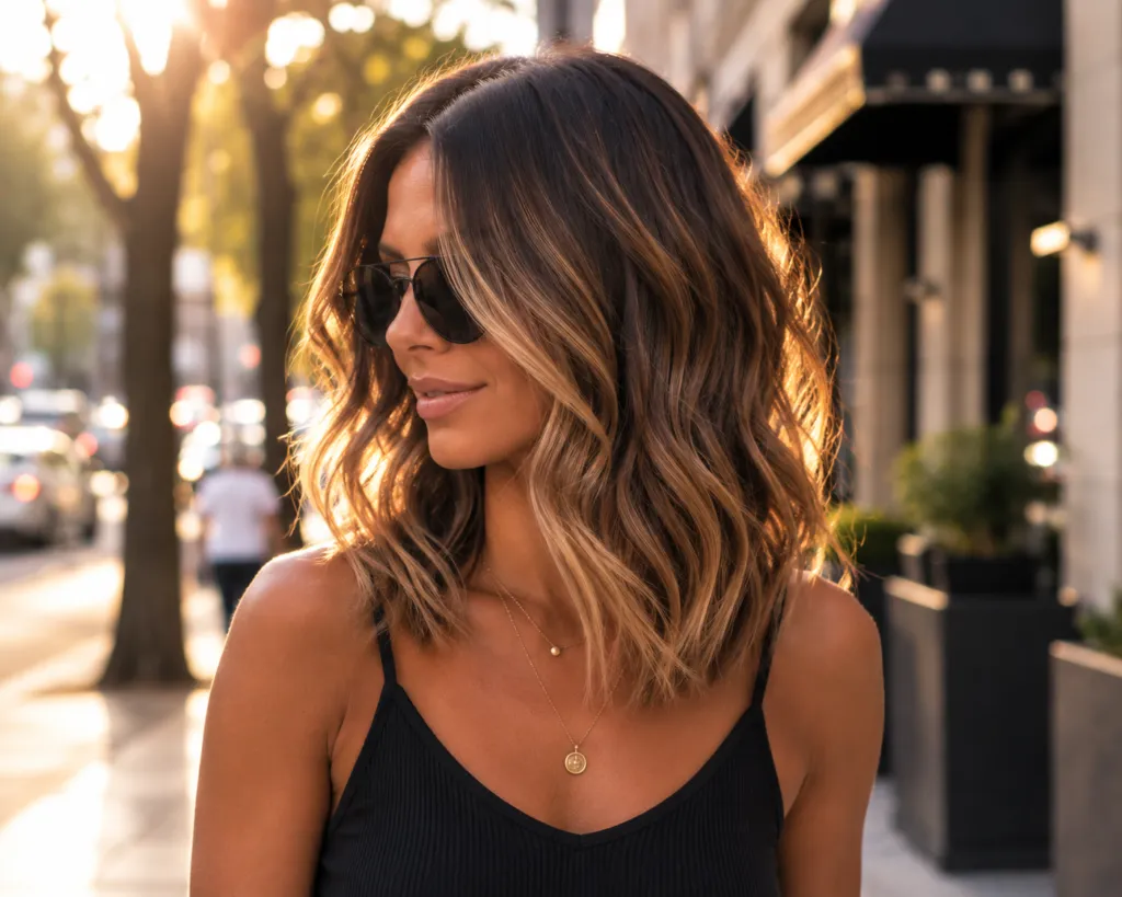 Dark Brown Balayage With Loose Waves Dark Brown Balayage With Loose Waves — 2B Hairstyles