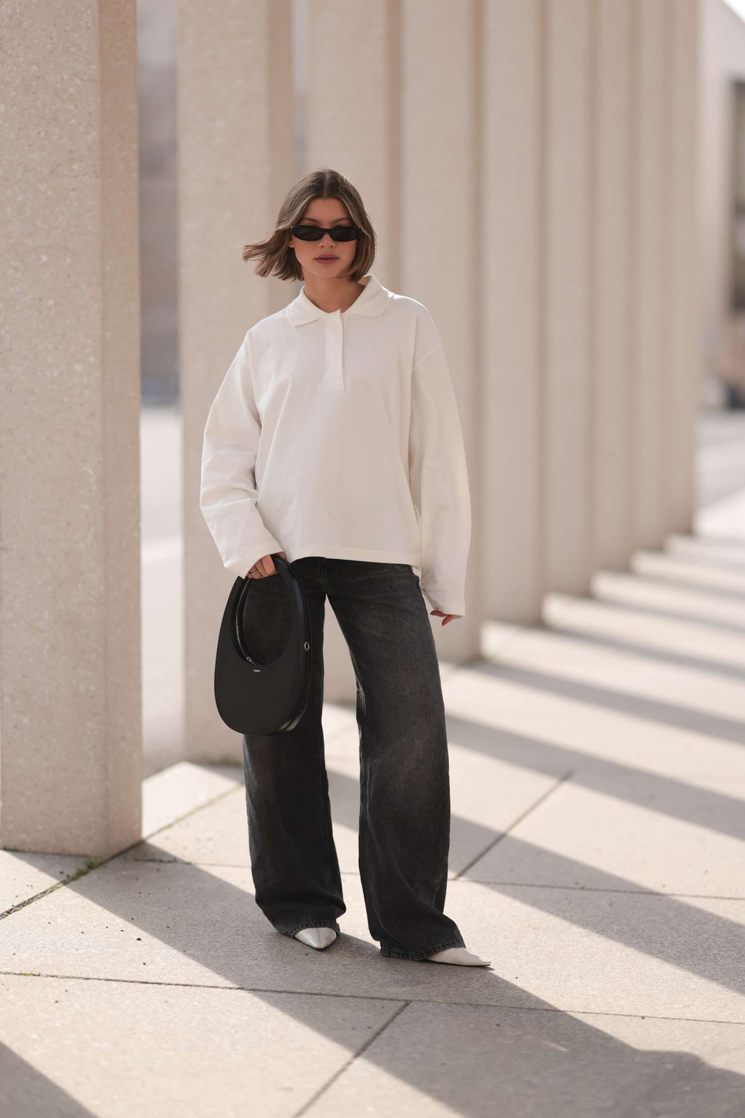 Monochromatic Elegance: White Polo with White Trousers Monochromatic Elegance: White Polo with White Trousers — Polo Shirt Outfits Women