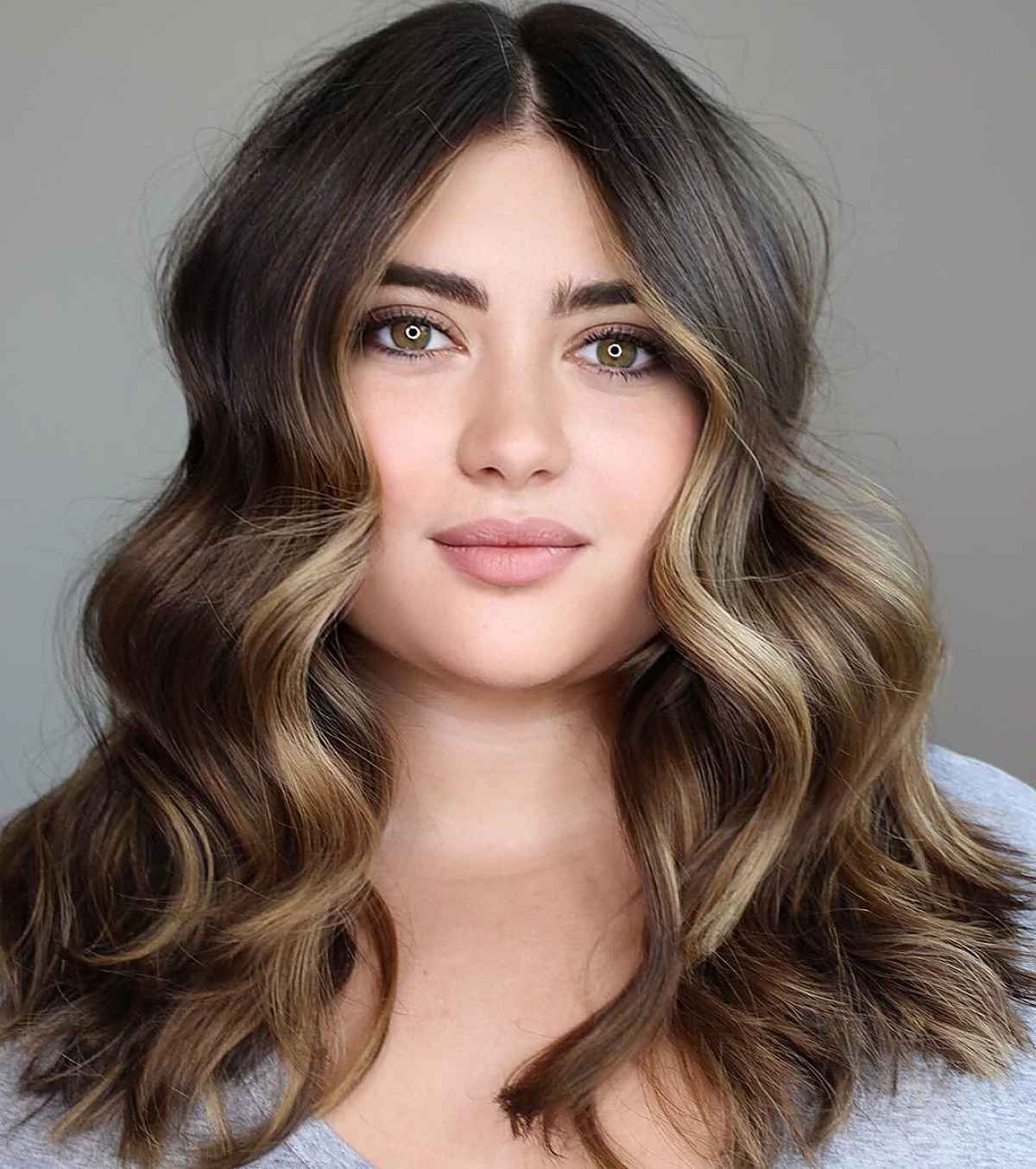 Lob With Wispy Bangs and Highlights Lob With Wispy Bangs and Highlights — Hairstyles for Round Faces