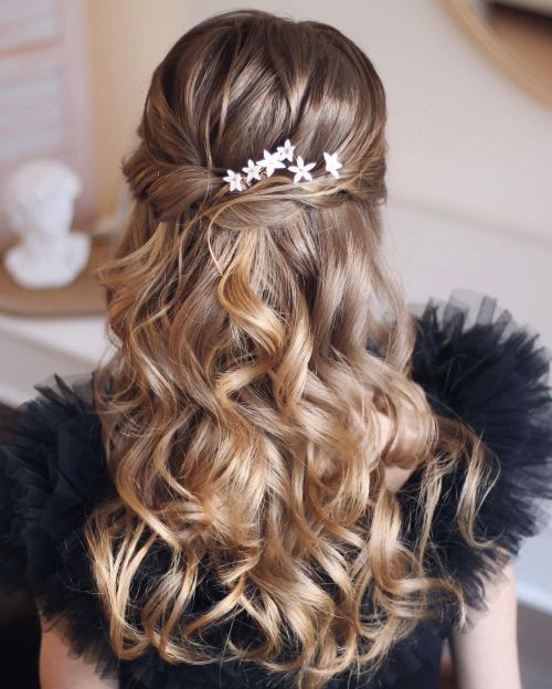 Honey Blonde With Star Pins — Prom Half Up Half Down