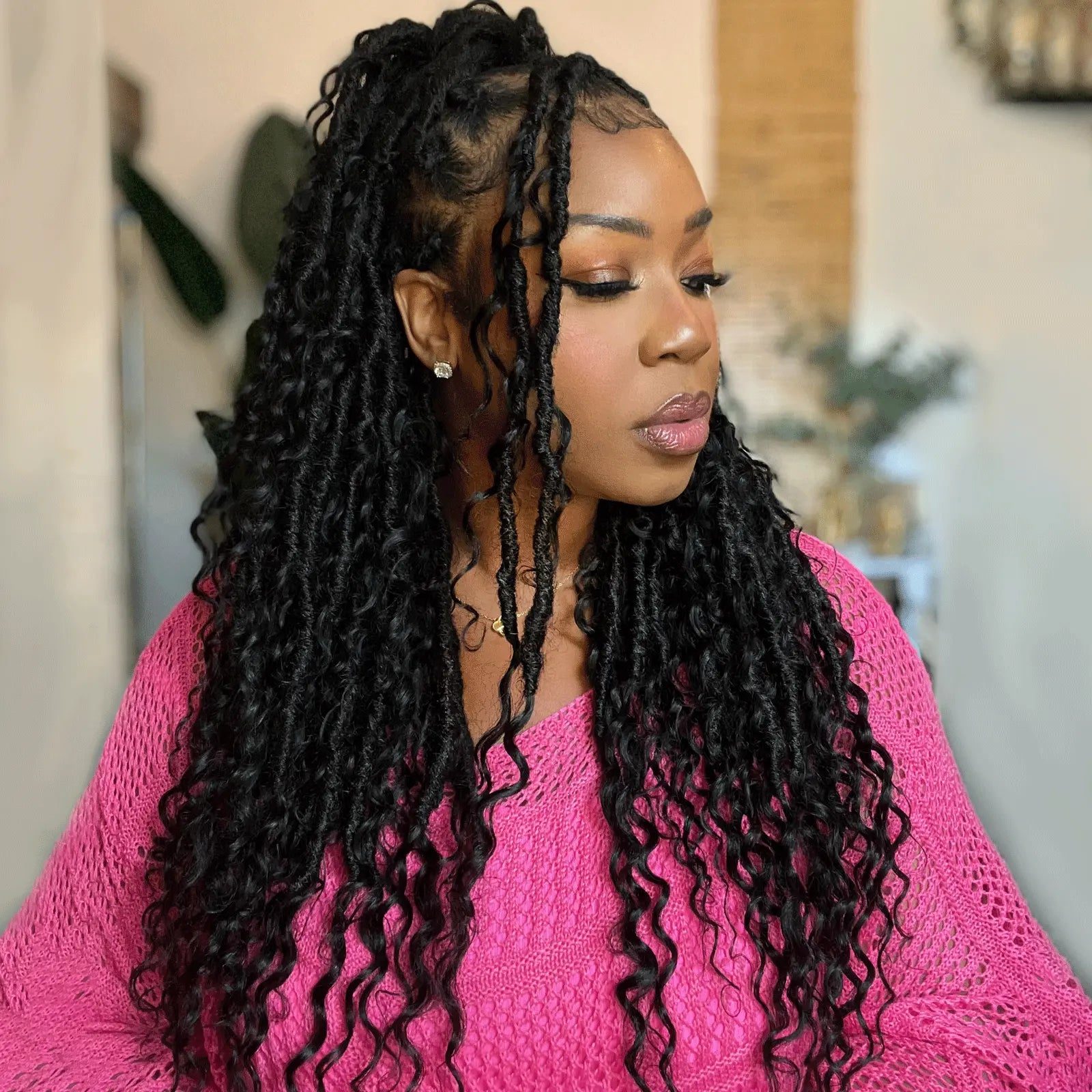 Black Locs with Flowing Curly Ends — Boho Locs