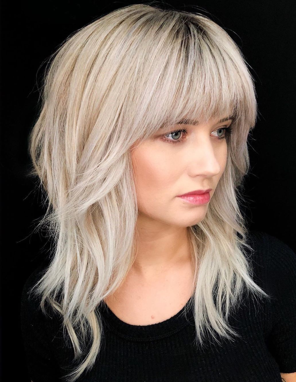 Mid-Back Layers With Money Piece Waves — Family Photo Hairstyles