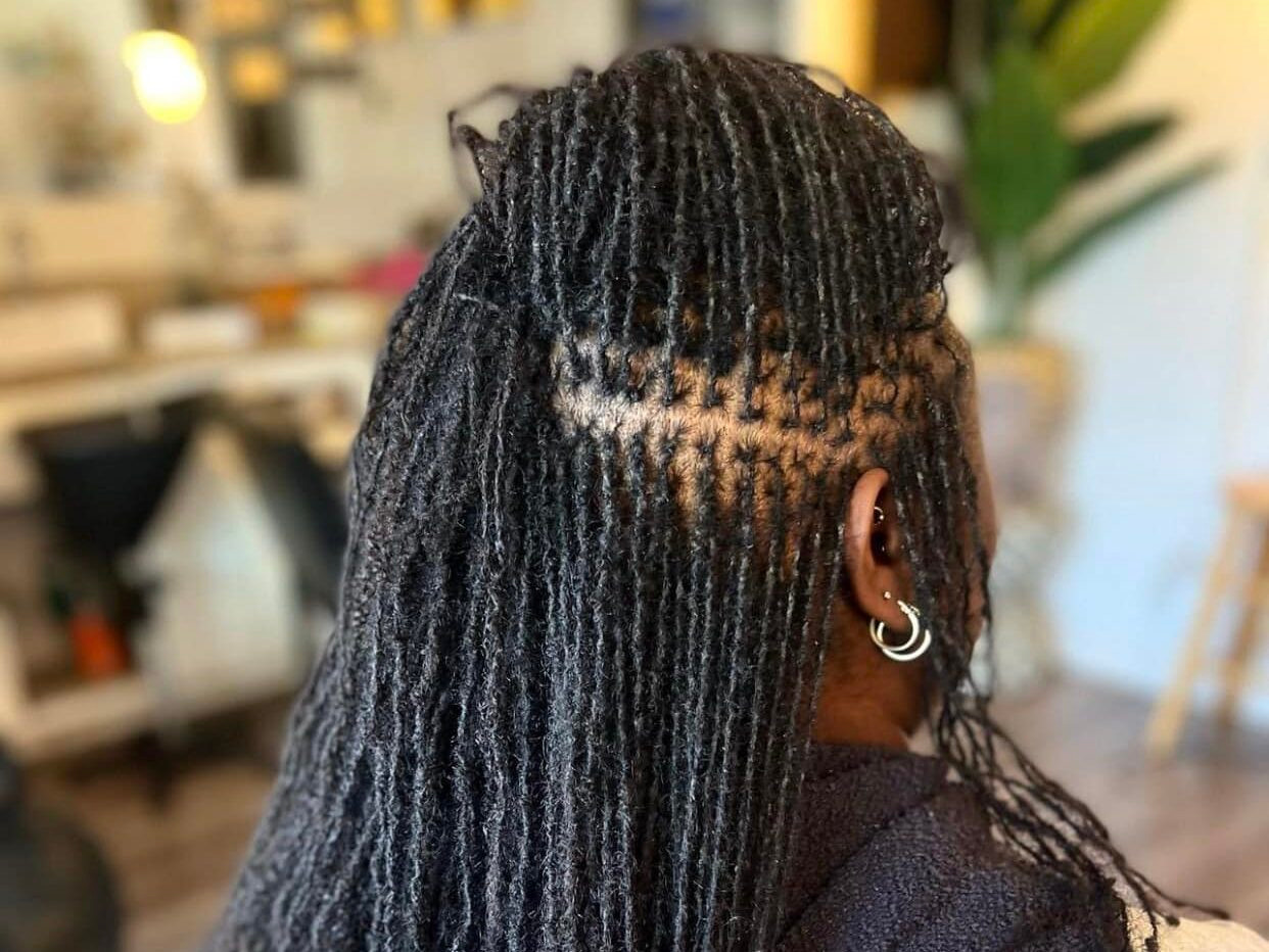 Air Dried Wavy Fine Micro Locs Bob Air Dried Wavy Fine Micro Locs Bob
