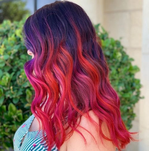 Dark Purple To Pink Red Ombre — Pink and Purple Hair