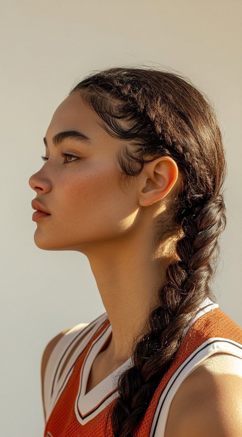 Neat Braid With Subtle Highlights — Basketball Hairstyles