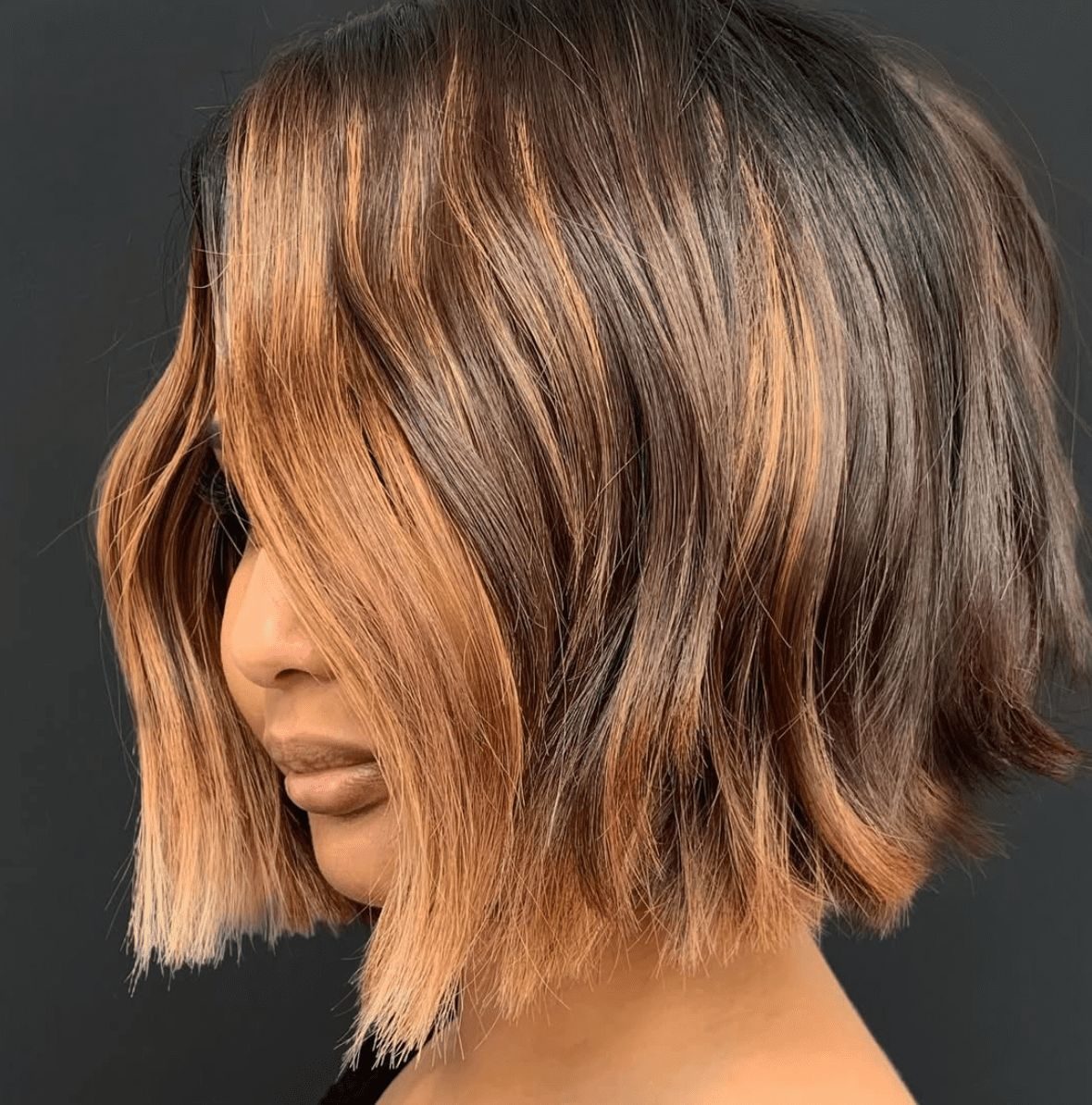 Long Layers Dark Brown With Warm Blonde Balayage Long Layers Dark Brown With Warm Blonde Balayage — Balayage Over 40