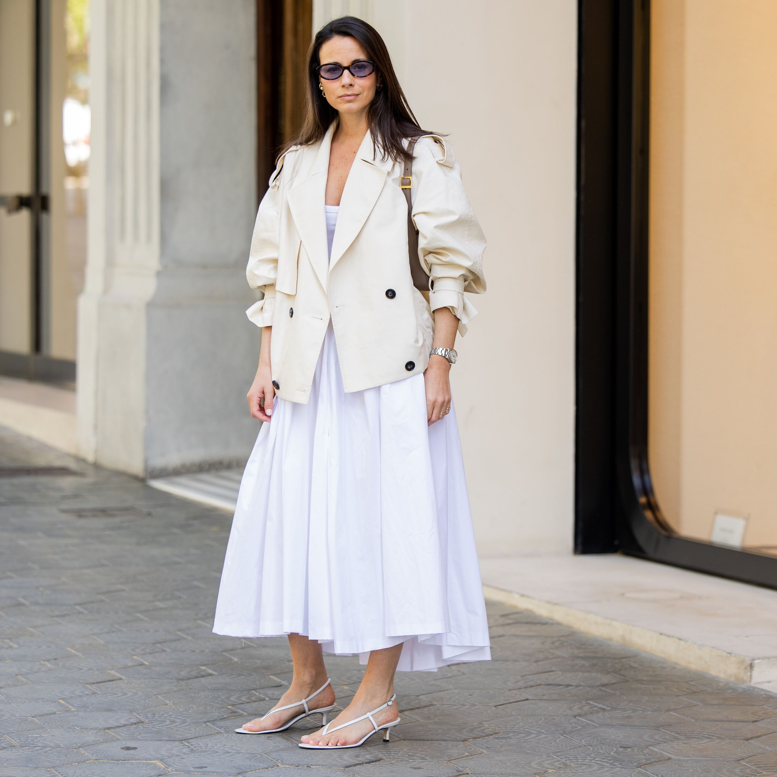 Cropped Jacket with Voluminous Sleeves over a Midi Dress Cropped Jacket with Voluminous Sleeves over a Midi Dress — Zara Outfits