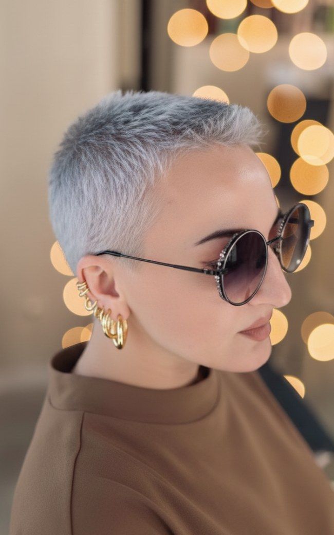 Textured Silver Grey Buzz — Buzz Cut for Women