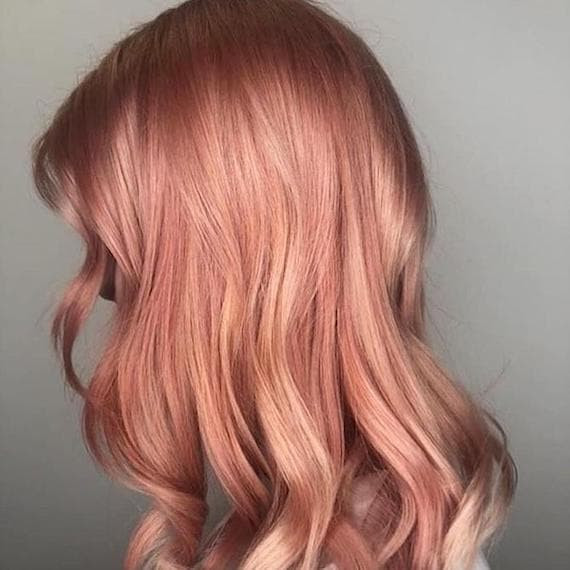 Thick Wavy Rose Gold Blowout Thick Wavy Rose Gold Blowout — Rose Gold Hair