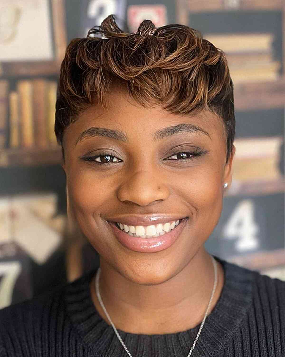 Smooth Swept Back Dark Brown Pixie Smooth Swept Back Dark Brown Pixie — Pixie Cut for Black Women