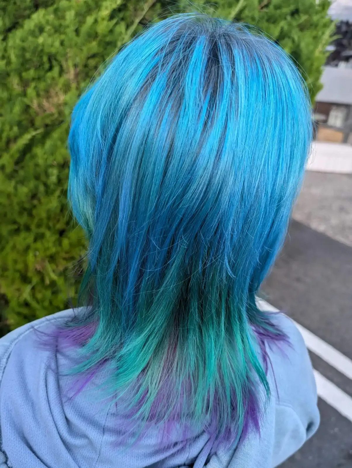 Collarbone Shag With Aqua/Teal Undertones — Aqua Hair