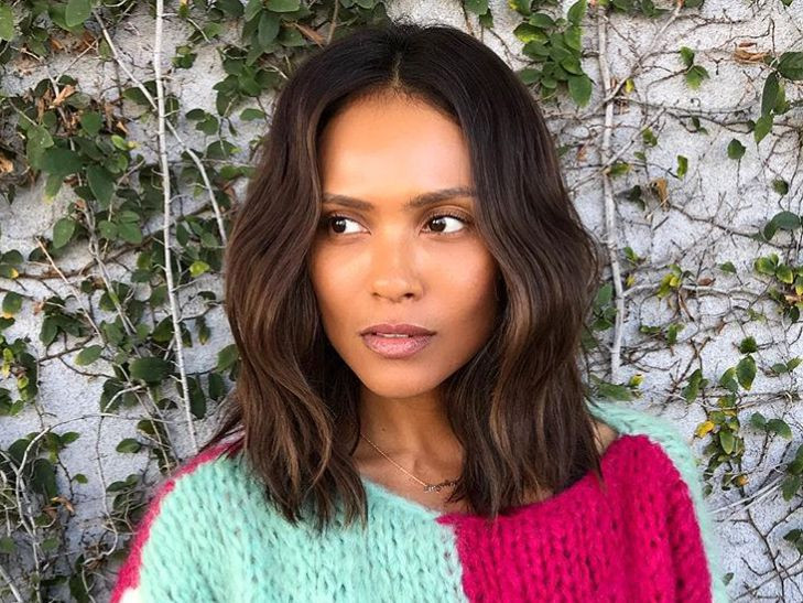 Chin Lob With Dark Brown Balayage — Dark Brown Hair