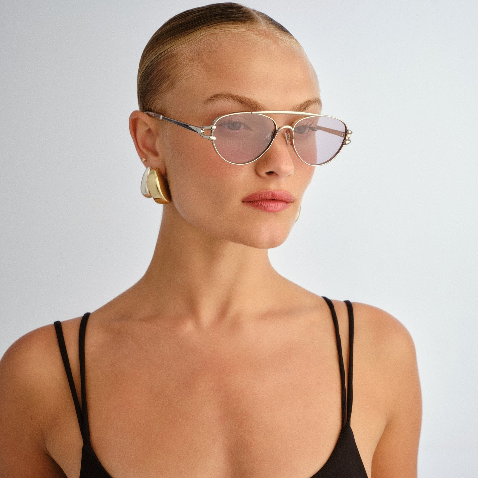 Silver Aviators with a Hint of Pink Tint — Aviator Sunglasses Women