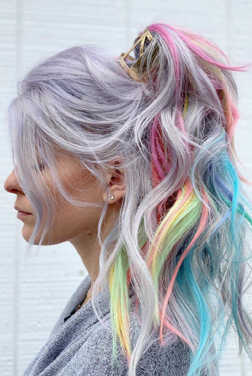 Straight Blonde With Glitter Strands Straight Blonde With Glitter Strands — Unicorn Hair