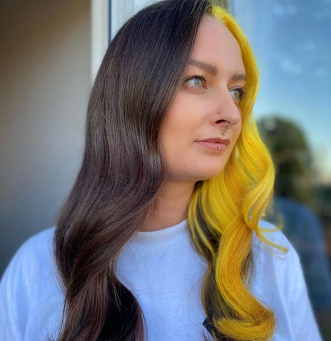 Dark Brown and Vibrant Yellow Split Dark Brown and Vibrant Yellow Split — Split Dye Hair