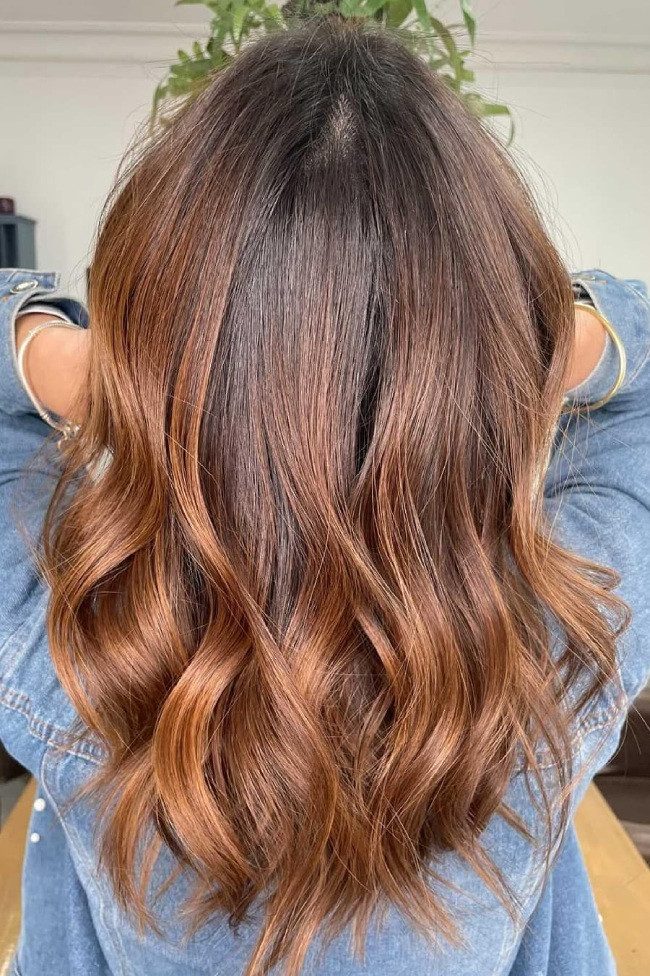 Light Brown Base With Copper Balayage Visual Idea Light Brown Base With Copper Balayage Visual Idea — Copper Brown Hair