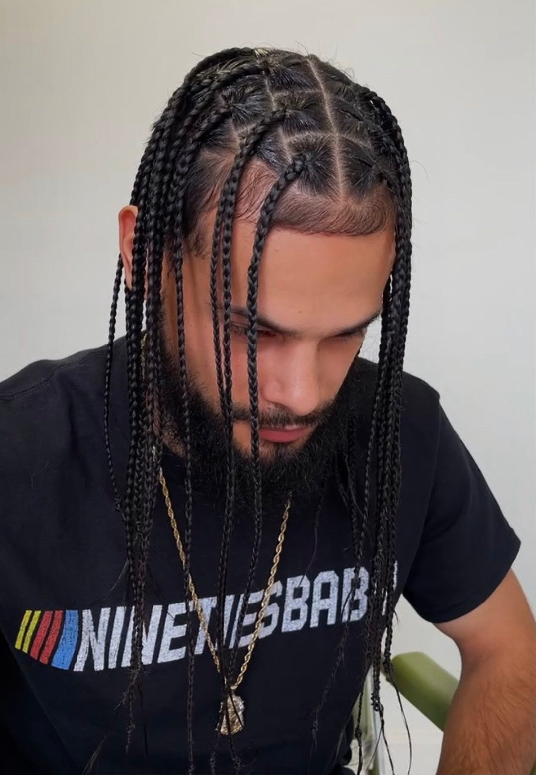 Long Individual Box Braids With Middle Part — Cornrows for Men