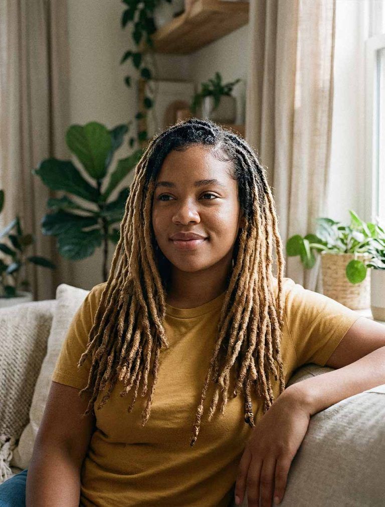 Shoulder-Length Locs with Blonde Highlights Shoulder-Length Locs with Blonde Highlights — Loc Braids