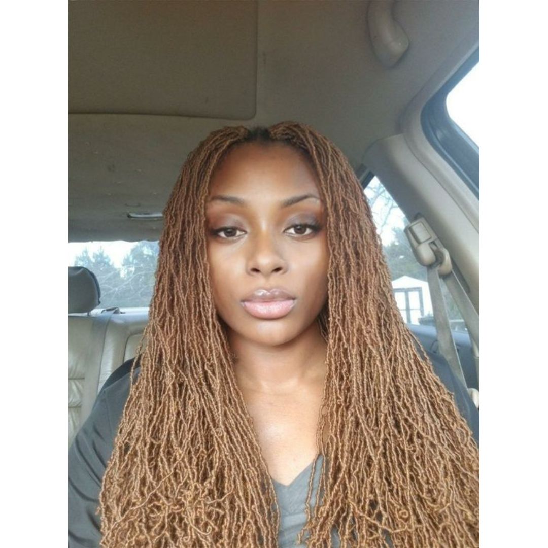 Medium Brown Coily Micro Locs