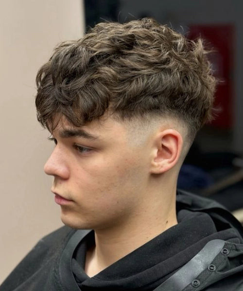 Mid Taper Fade Textured Layered Top — Fluffy Hair Men