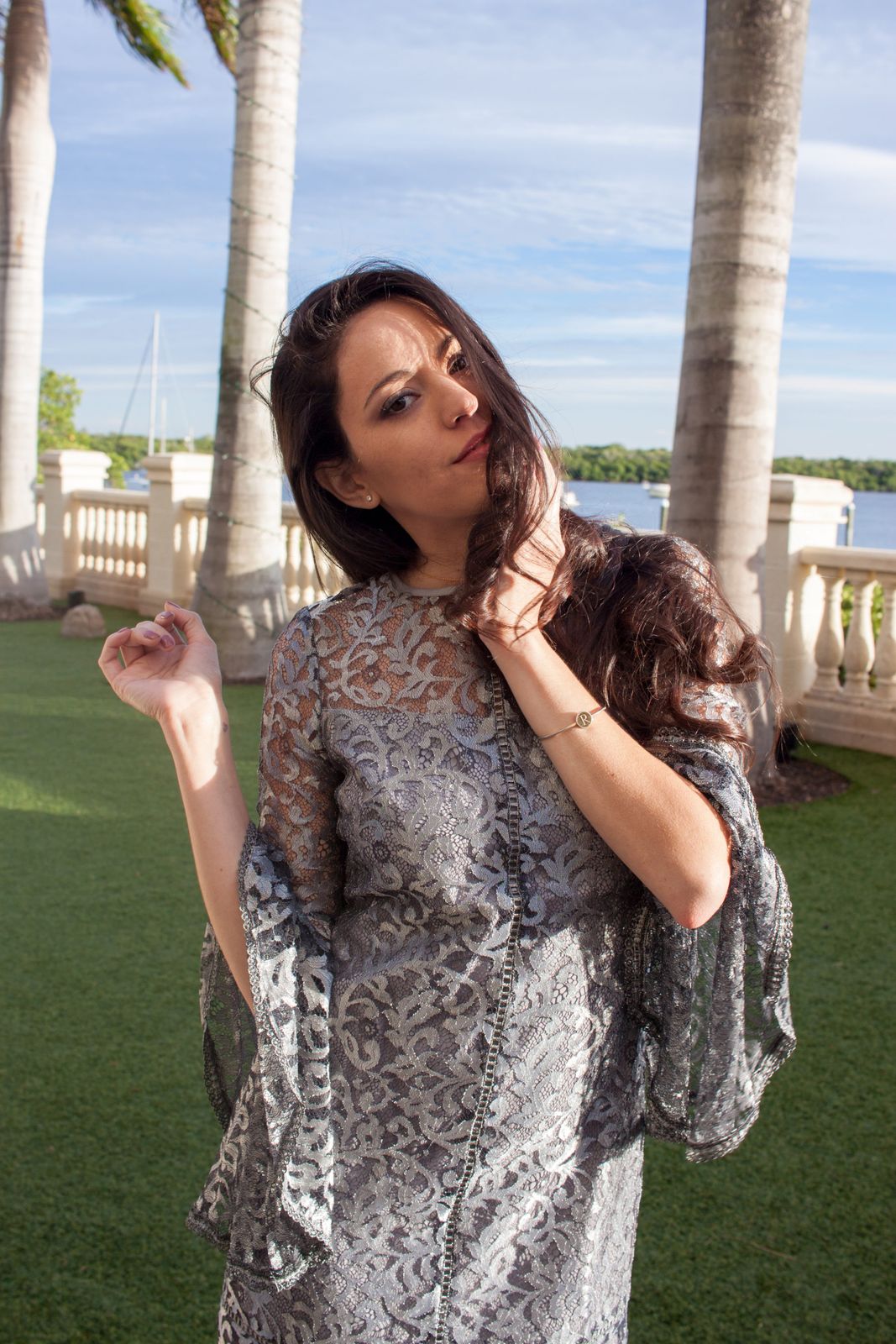 Silver Lace Dress: Festive Sleeve Styling — Lace Dress Outfits