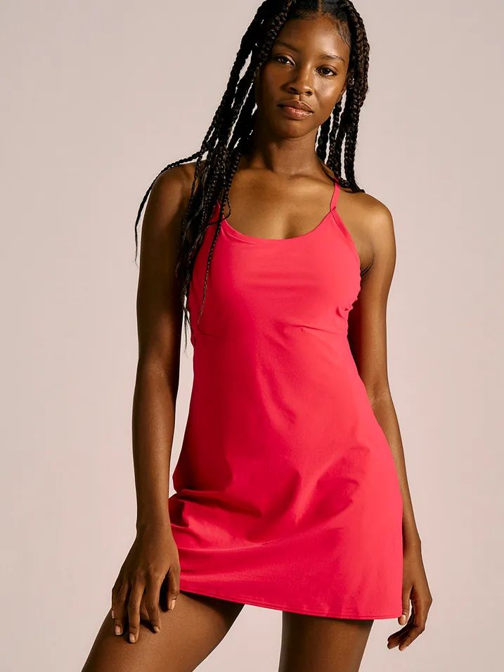 Vibrant Pink Sleeveless Athletic Dress — Exercise Dresses