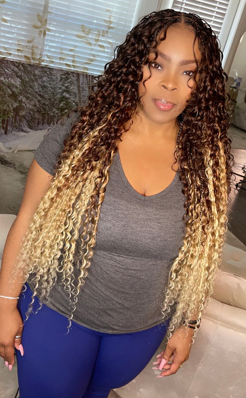 Braided and Curly Blonde/Brown Mix — Blonde Knotless Braids