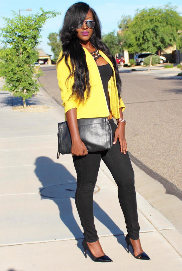 Bold Pop of Color: Yellow Blazer and Skinny Jeans — Arizona Outfits